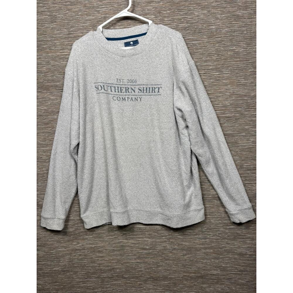 Southern Shirt Sweater Mens XL Gray Crew Neck Logo Knit Pullover Cotton Blend